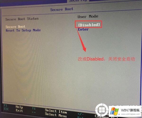 Secure Boot回车设置成Disabled