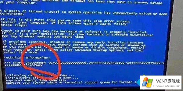 Win7系统大面积出现0X000000F4错误代码蓝屏死机的完全处理手法